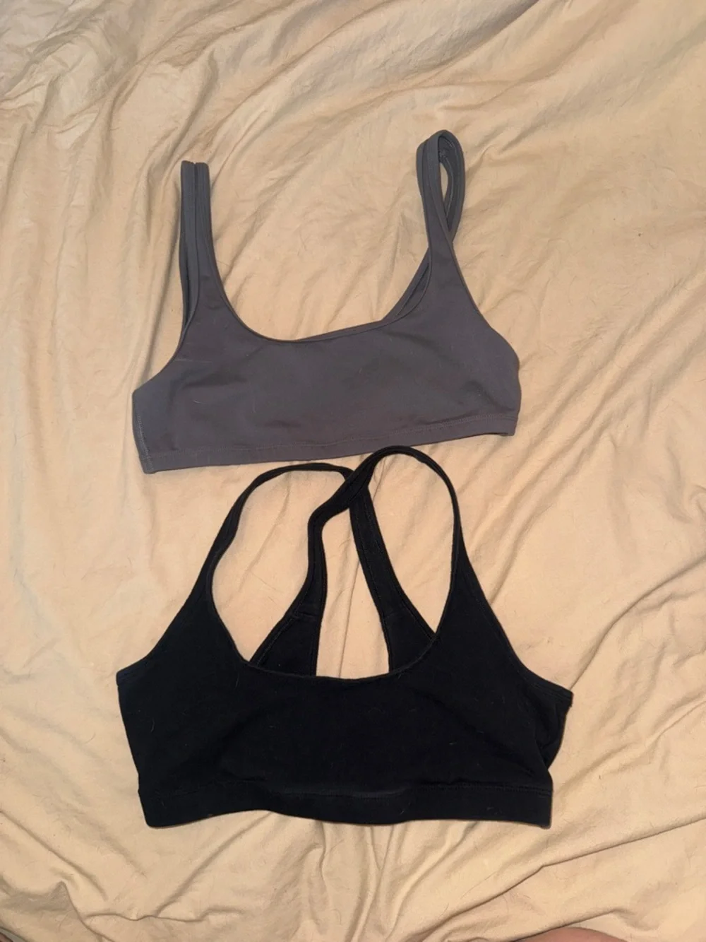 TNA Double-Strap Racerback Sports Bras - Gray & Black - Picture 2 of 2